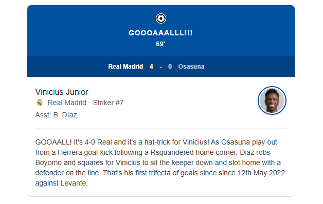 Vinicius Junior real madrid goals