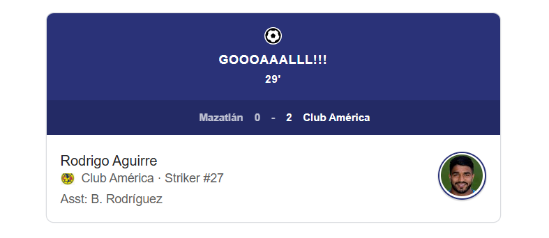 goaall 29 minute club America 